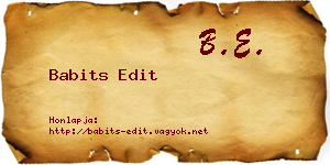 Babits Edit névjegykártya